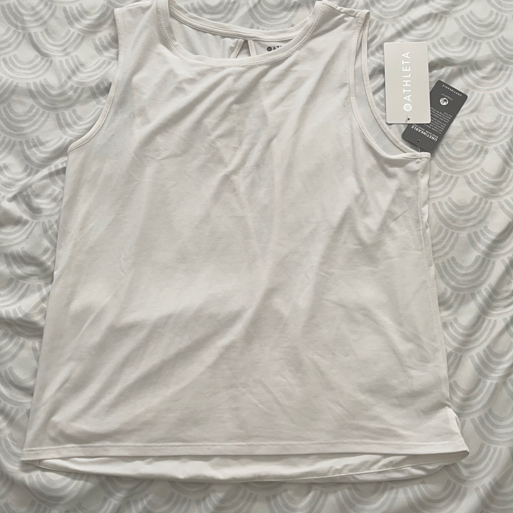 Athleta white open back top, size M